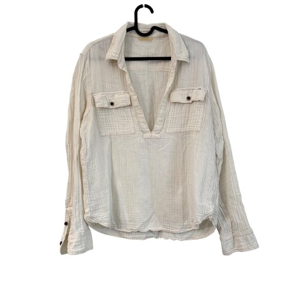 Women's Cream Button-Up Top - Picture 1 of 7